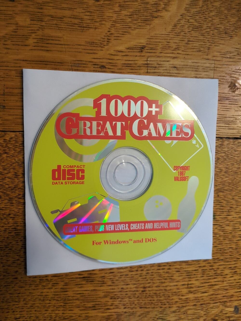 Vintage 1000+ Great Games for Windows & DOS (1997, ValuSoft) disc only